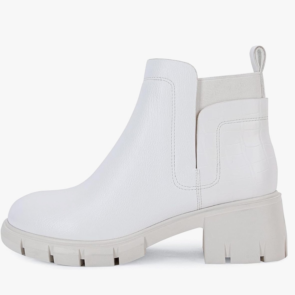 New Chelsea Ankle Boots Slip On Chunk Block Heel Lug Sole Platform Booties 7.5 - Picture 2 of 13